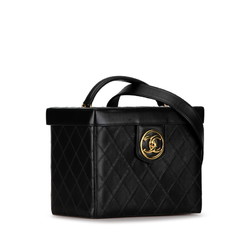 Chanel Coco Mark Bicolor Handbag Vanity Bag Shoulder Black Leather Women's CHANEL