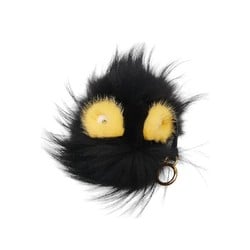 Fendi Bugs Charm Pompom Bag Keychain Black Yellow Fur Women's FENDI