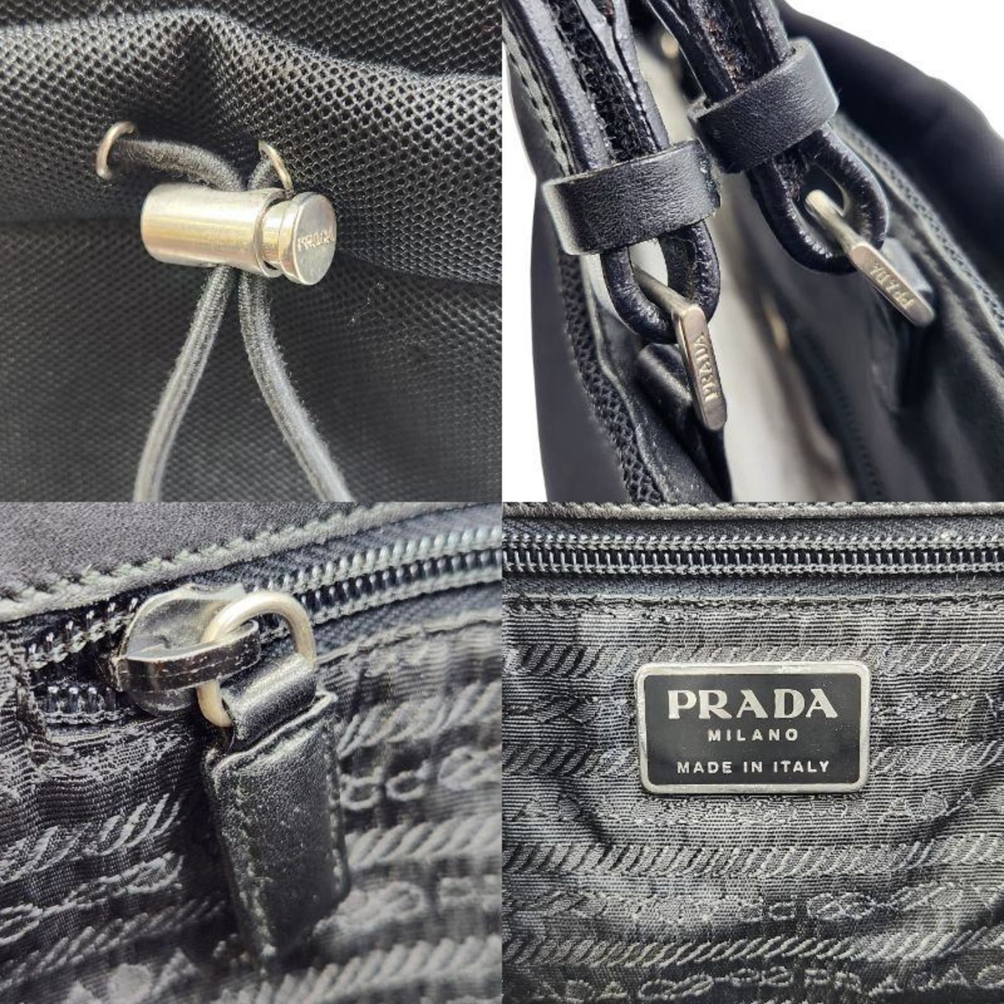 PRADA Prada Sport Tote Bag Women's Shoulder Mesh Leather Black