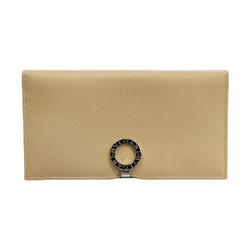 BVLGARI Bulgari Long Wallet for Men and Women, Bi-fold, Clip, Leather, Beige