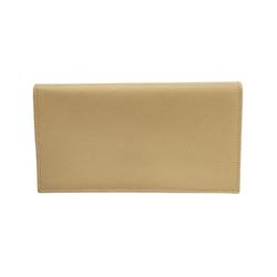 BVLGARI Bulgari Long Wallet for Men and Women, Bi-fold, Clip, Leather, Beige