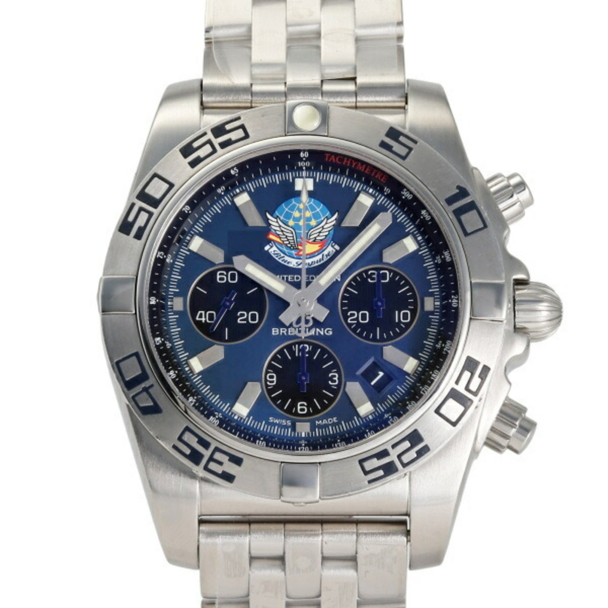 BREITLING Chronomat 44 Blue Impulse Limited Edition 400 AB0110 A013CBIPS Black Dial Men's Watch