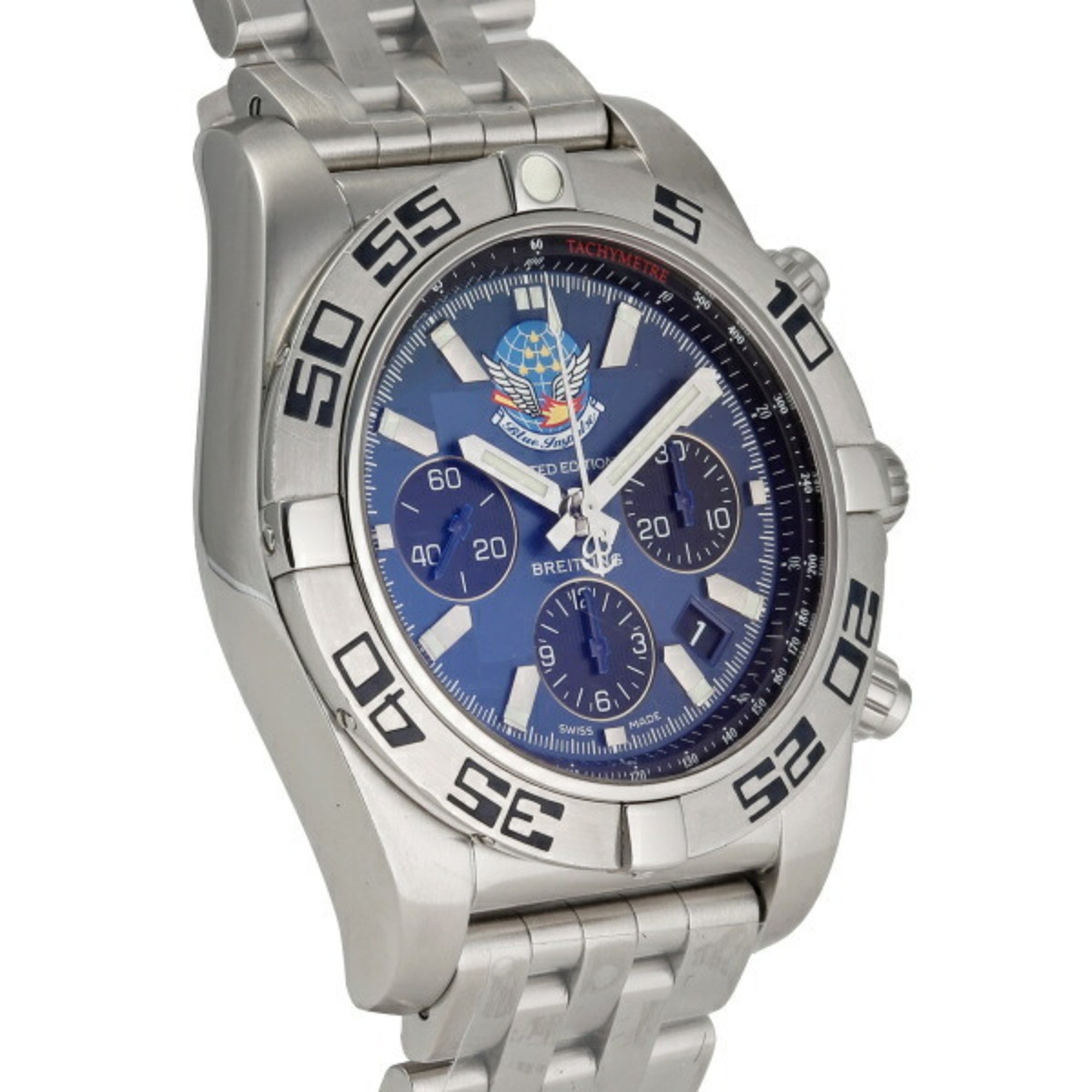 BREITLING Chronomat 44 Blue Impulse Limited Edition 400 AB0110 A013CBIPS Black Dial Men's Watch