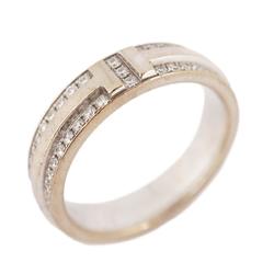 Tiffany Ring T Narrow Pave Diamond K18WG White Gold Ladies