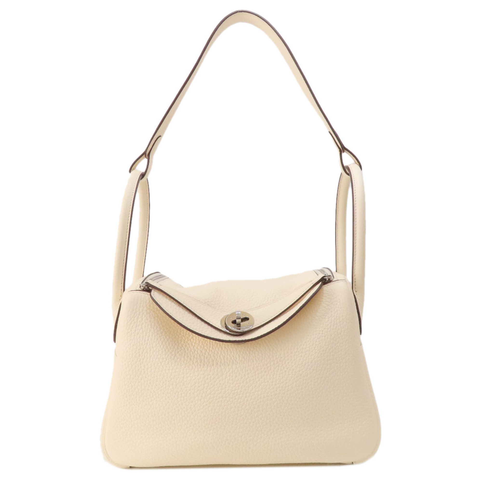 Hermes Lindy 26 White Handbag Taurillon Women's HERMES