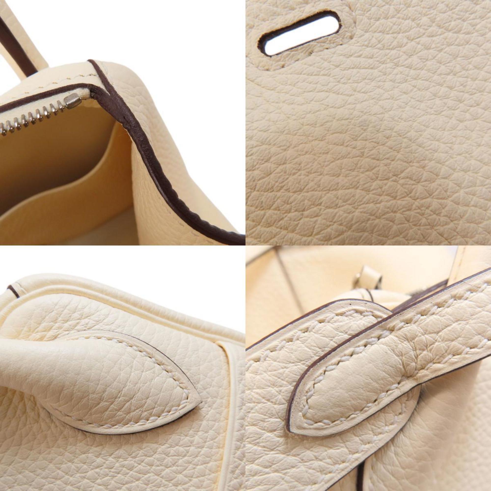 Hermes Lindy 26 White Handbag Taurillon Women's HERMES