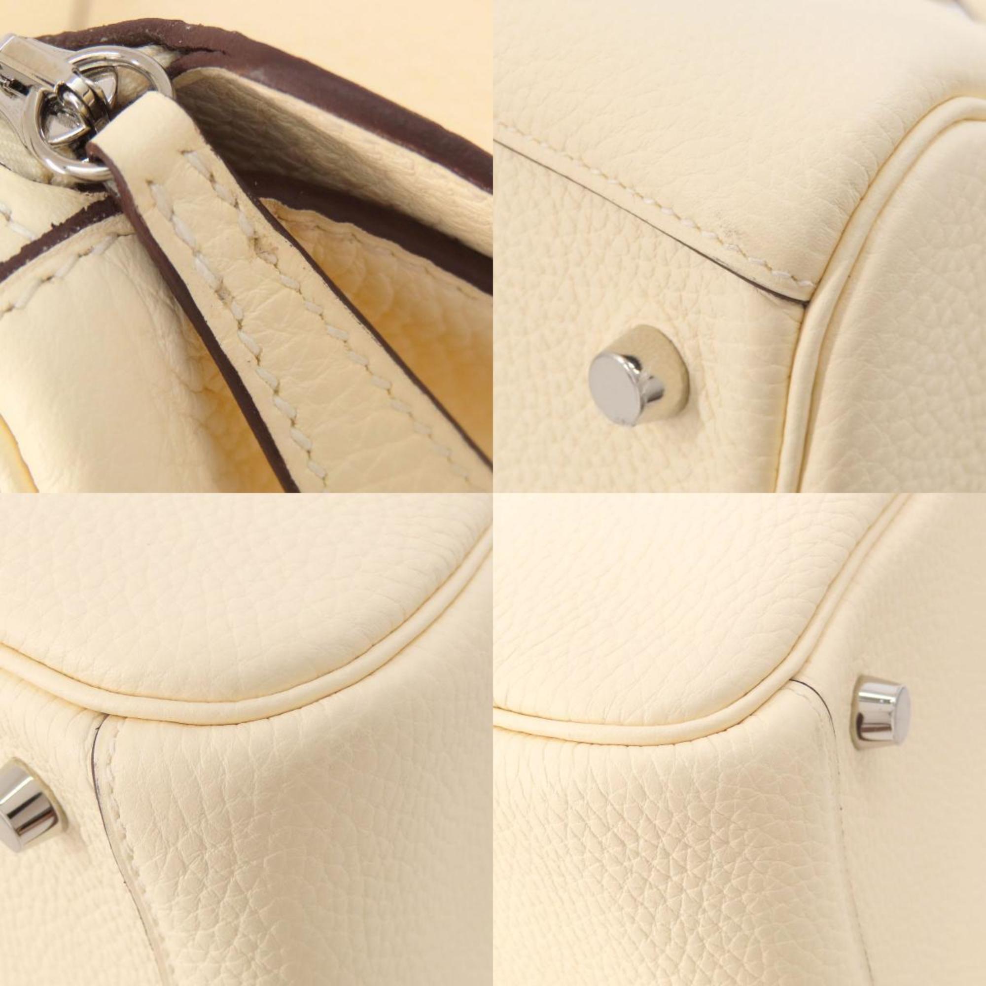 Hermes Lindy 26 White Handbag Taurillon Women's HERMES