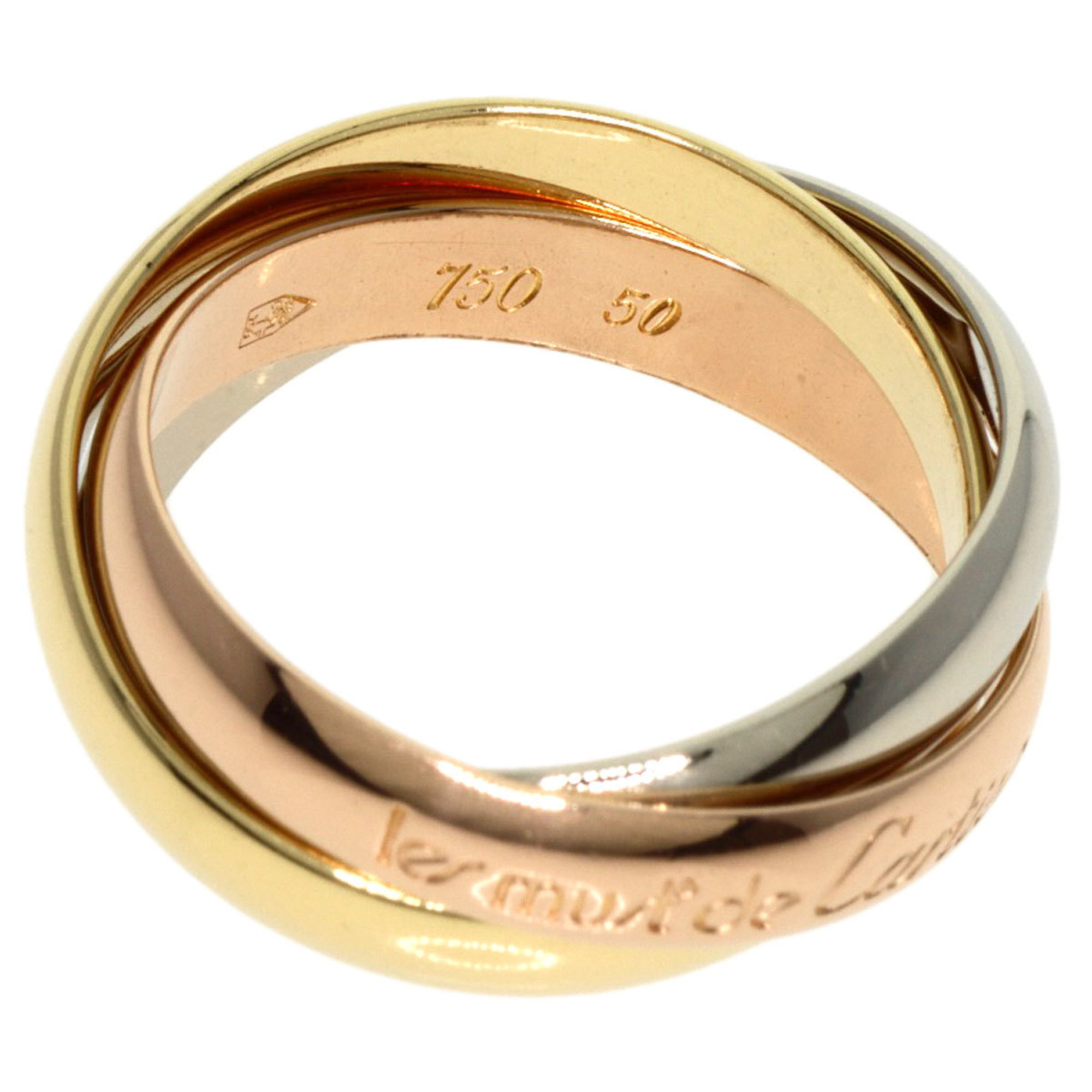 Cartier Trinity #50 Ring, K18 Yellow Gold, K18WG, K18PG, Women's, CARTIER