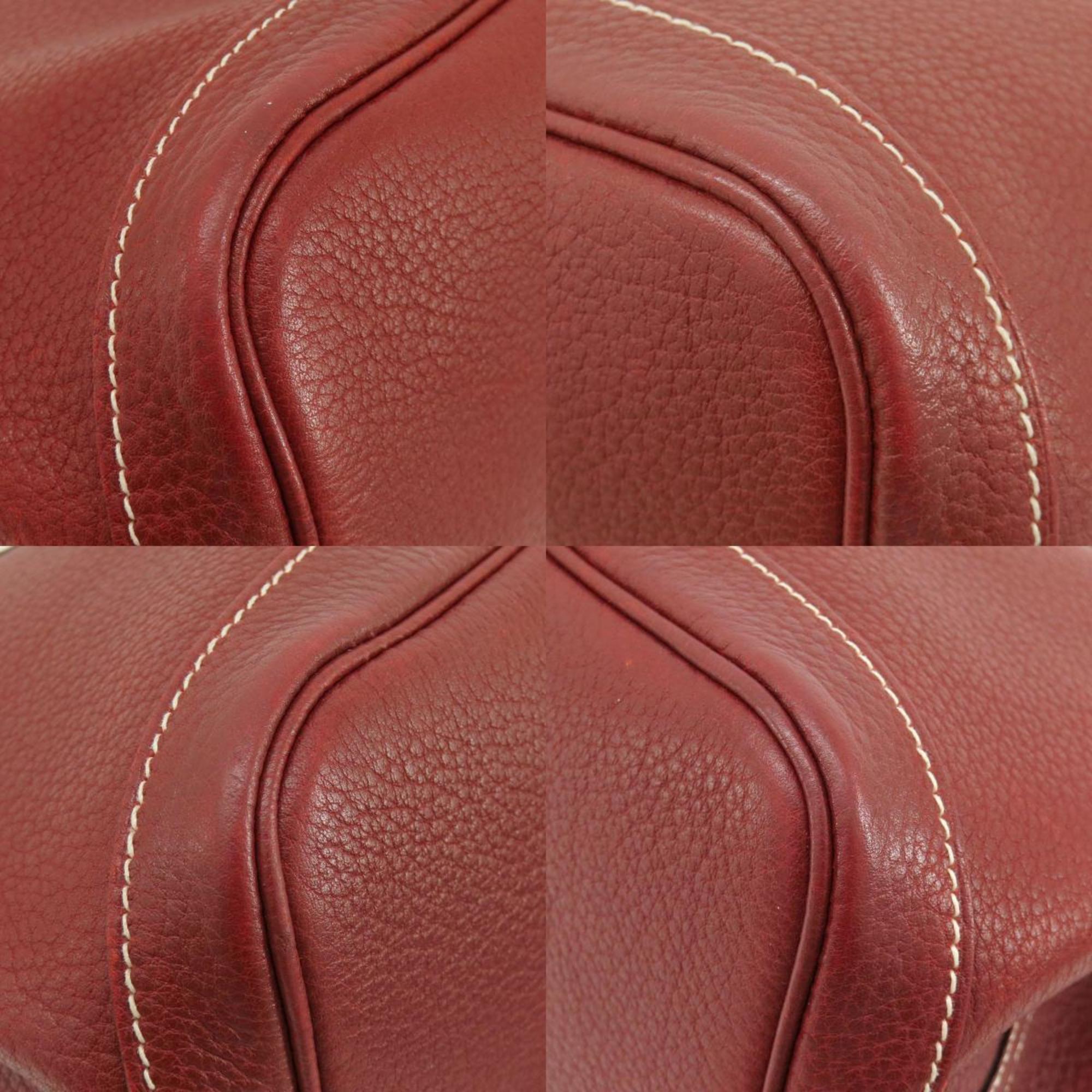 Hermes Garden TPM Red Handbag Calfskin Women's HERMES