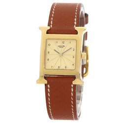 Hermes HH1.201 H Watch GP Leather Ladies HERMES