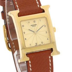 Hermes HH1.201 H Watch GP Leather Ladies HERMES