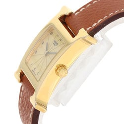 Hermes HH1.201 H Watch GP Leather Ladies HERMES