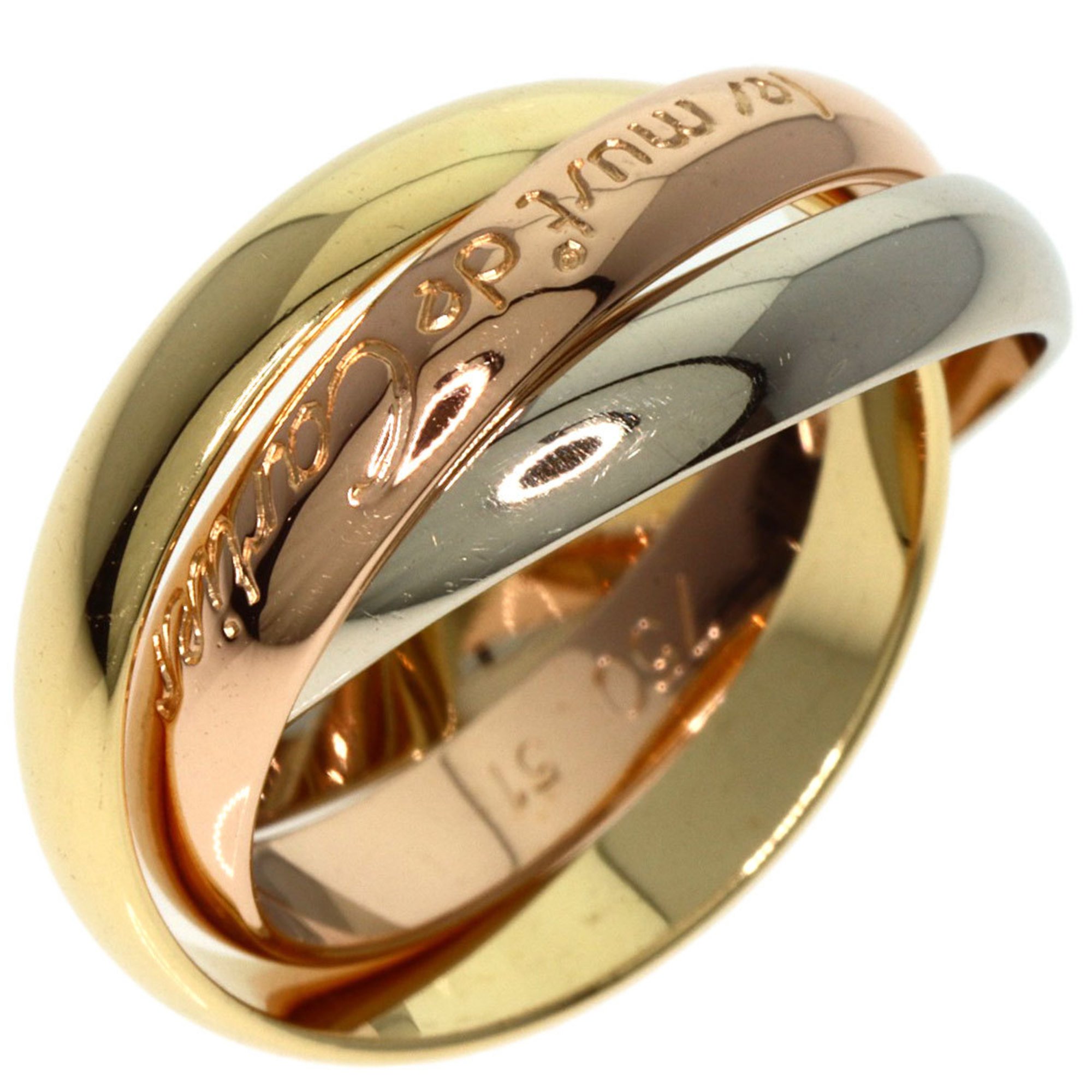 Cartier Trinity #51 Ring, K18 Yellow Gold, K18WG, K18PG, Women's, CARTIER