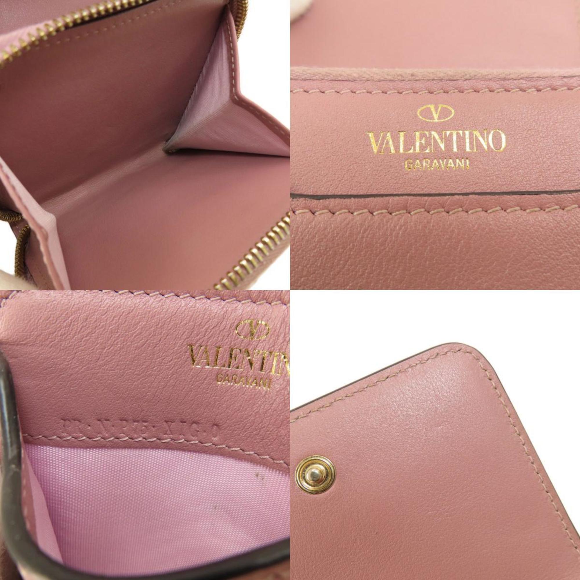 Valentino Garavani Studded Bi-fold Wallet Leather Women's VALENTINO GARAVANI