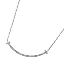 Tiffany Necklace T Smile Diamond K18WG White Gold Women's