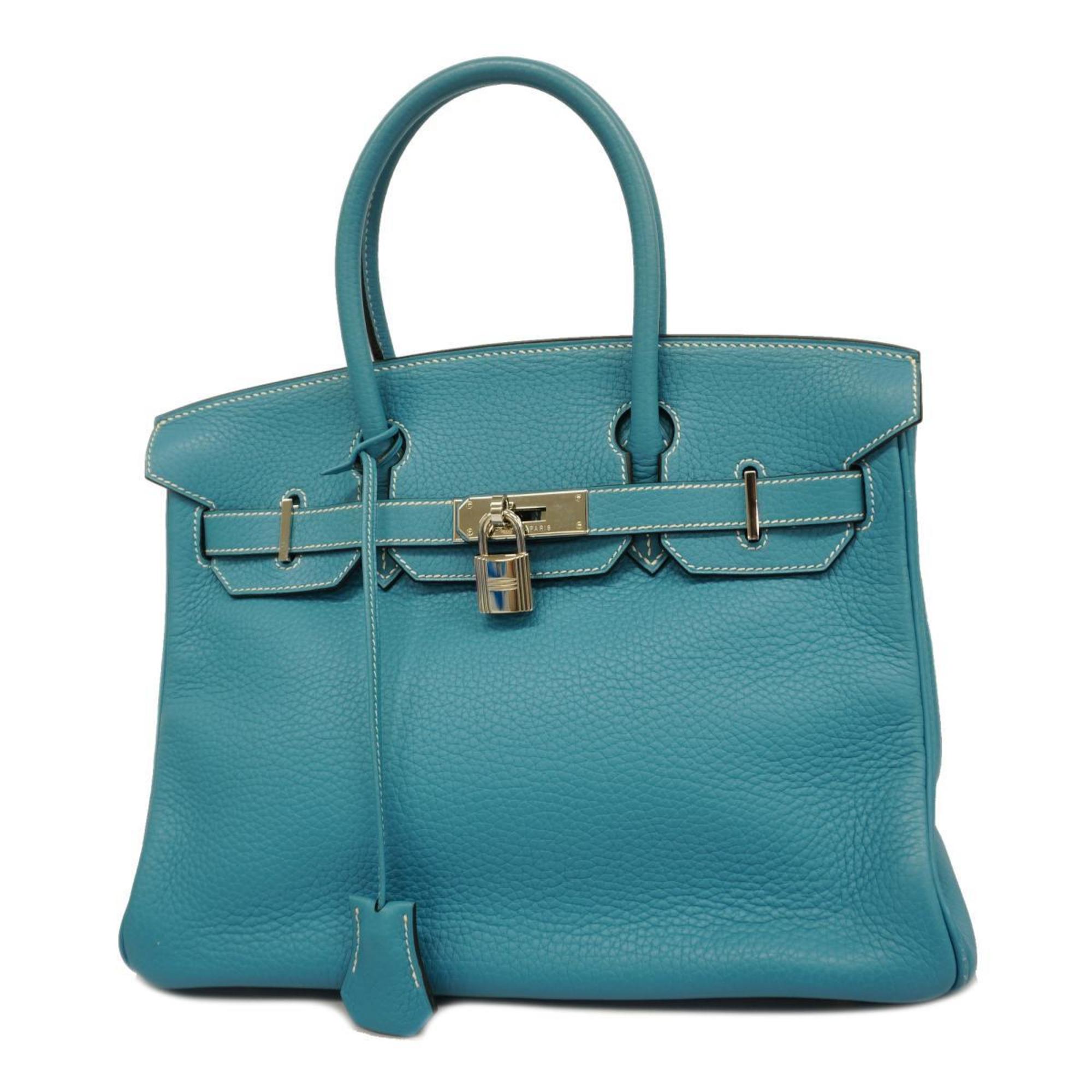 Hermes handbag Birkin 30 □I stamp Taurillon Clemence blue jean ladies