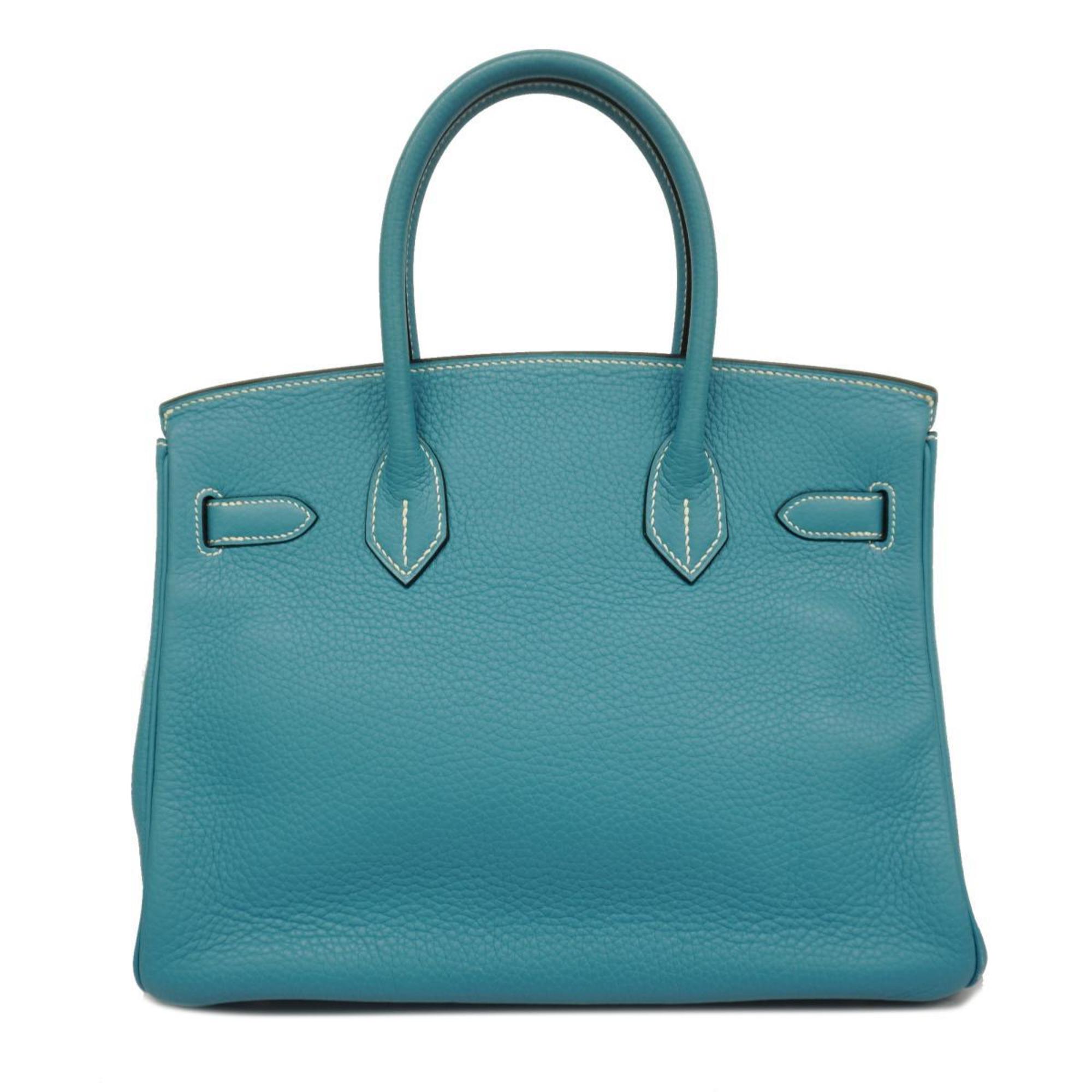 Hermes handbag Birkin 30 □I stamp Taurillon Clemence blue jean ladies