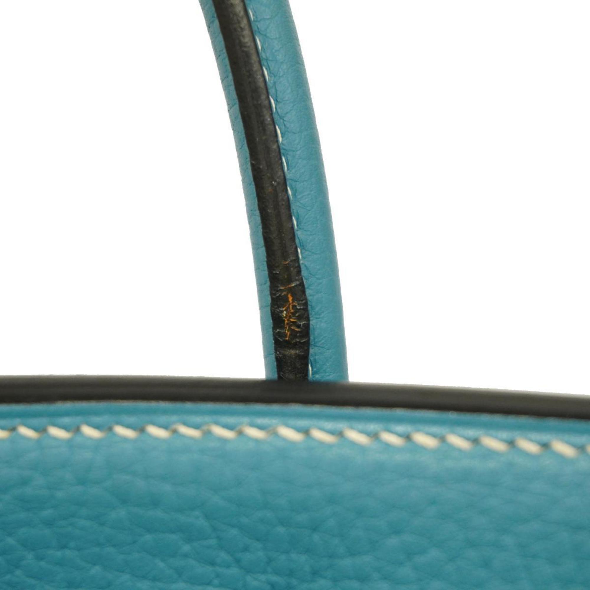 Hermes handbag Birkin 30 □I stamp Taurillon Clemence blue jean ladies