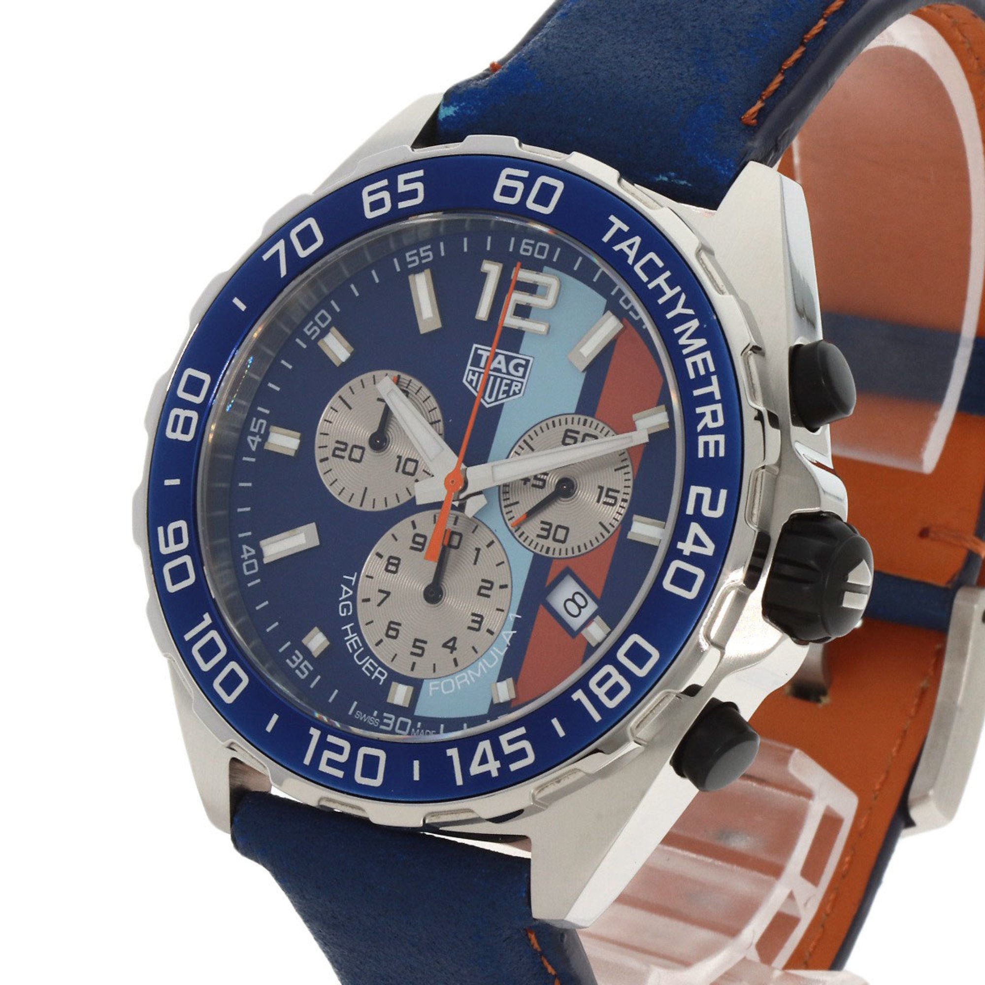 TAG Heuer CAZ101N Formula 1 Gulf Watch Stainless Steel Leather Men's HEUER