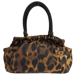 Salvatore Ferragamo Leopard Print Vara Ribbon Tote Bag Nylon Material Women's