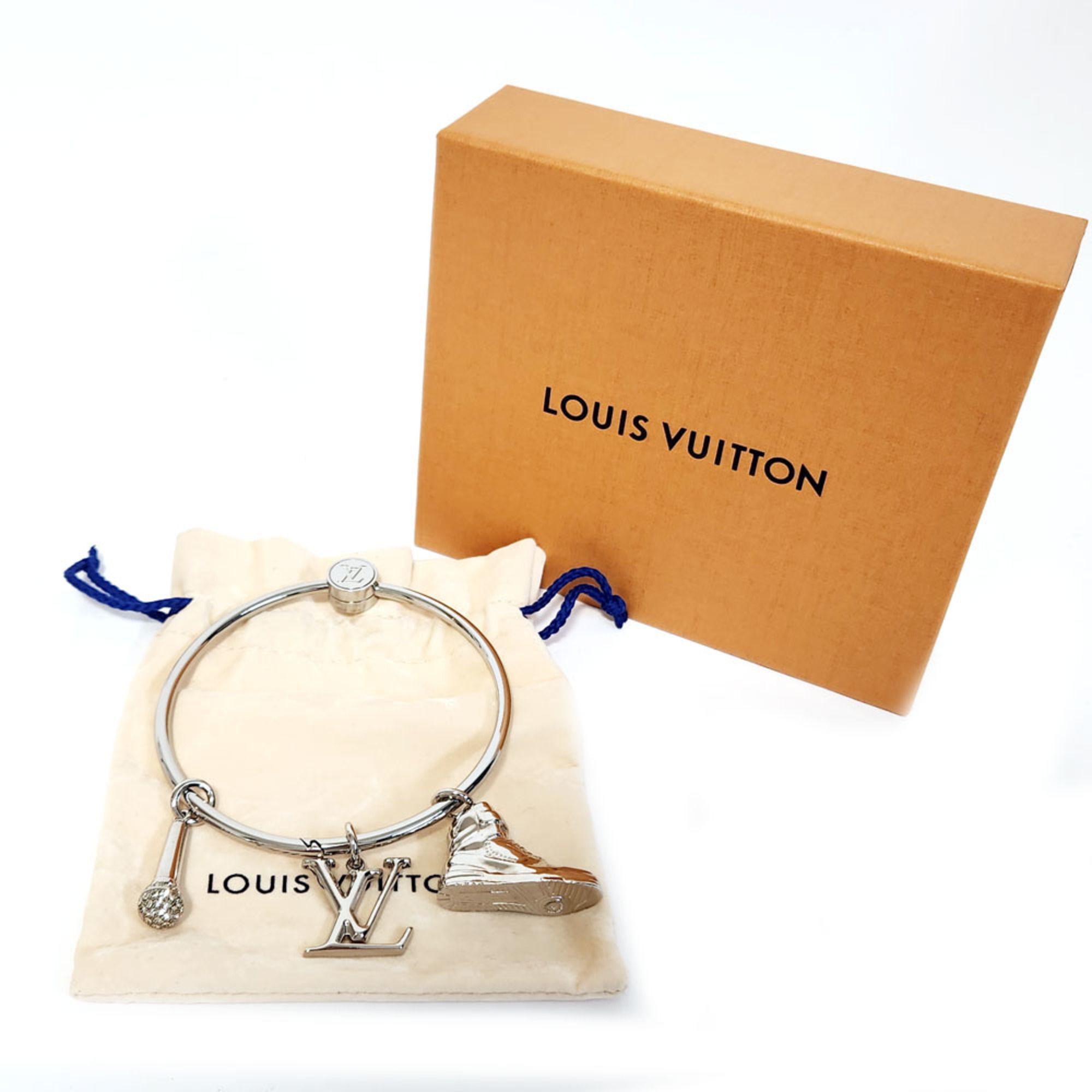 Louis Vuitton LOUIS VUITTON Porte-Cle Round Ring Keychain M68854 Gold Metal Keyring Bag Charm Men Women Unisex Key