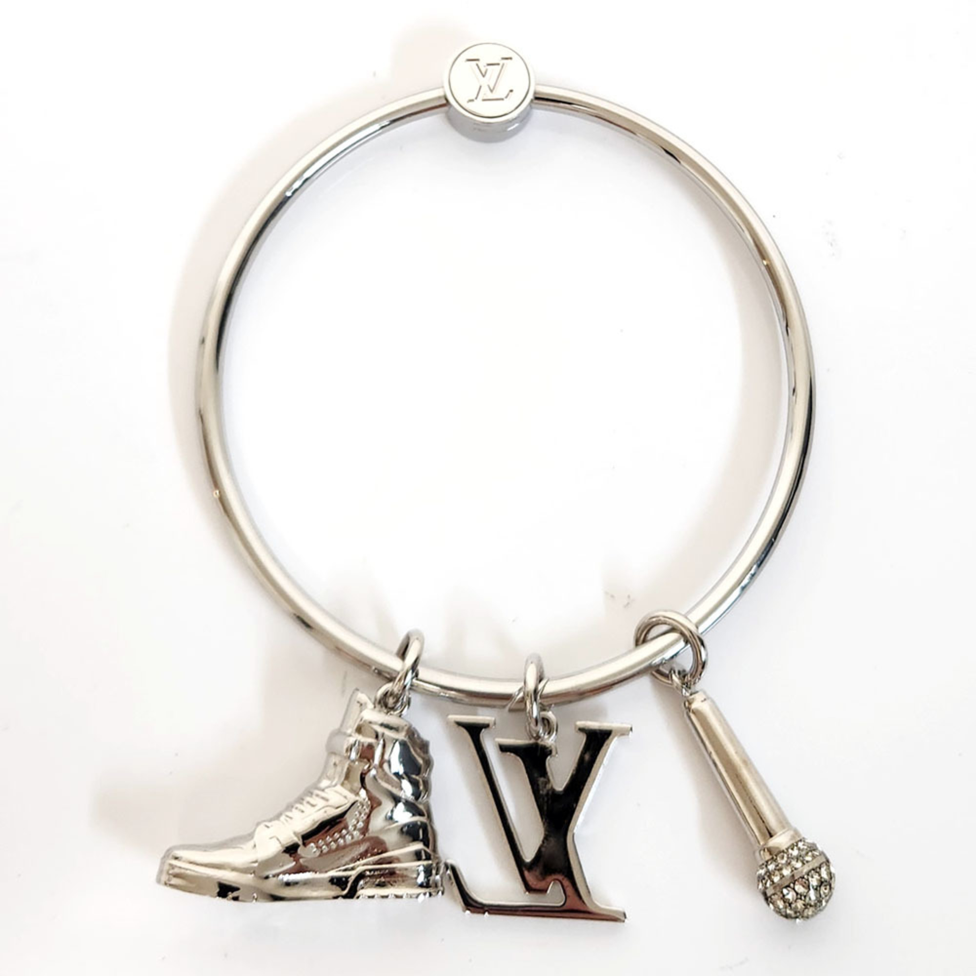 Louis Vuitton LOUIS VUITTON Porte-Cle Round Ring Keychain M68854 Gold Metal Keyring Bag Charm Men Women Unisex Key