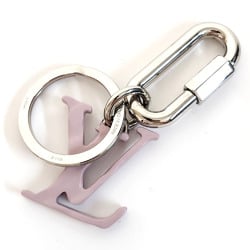 Louis Vuitton LOUIS VUITTON Porte-Cle LV Shape Keychain MP2615 Silver Pink Metal Key Ring Holder Bag Charm Men Women Unisex