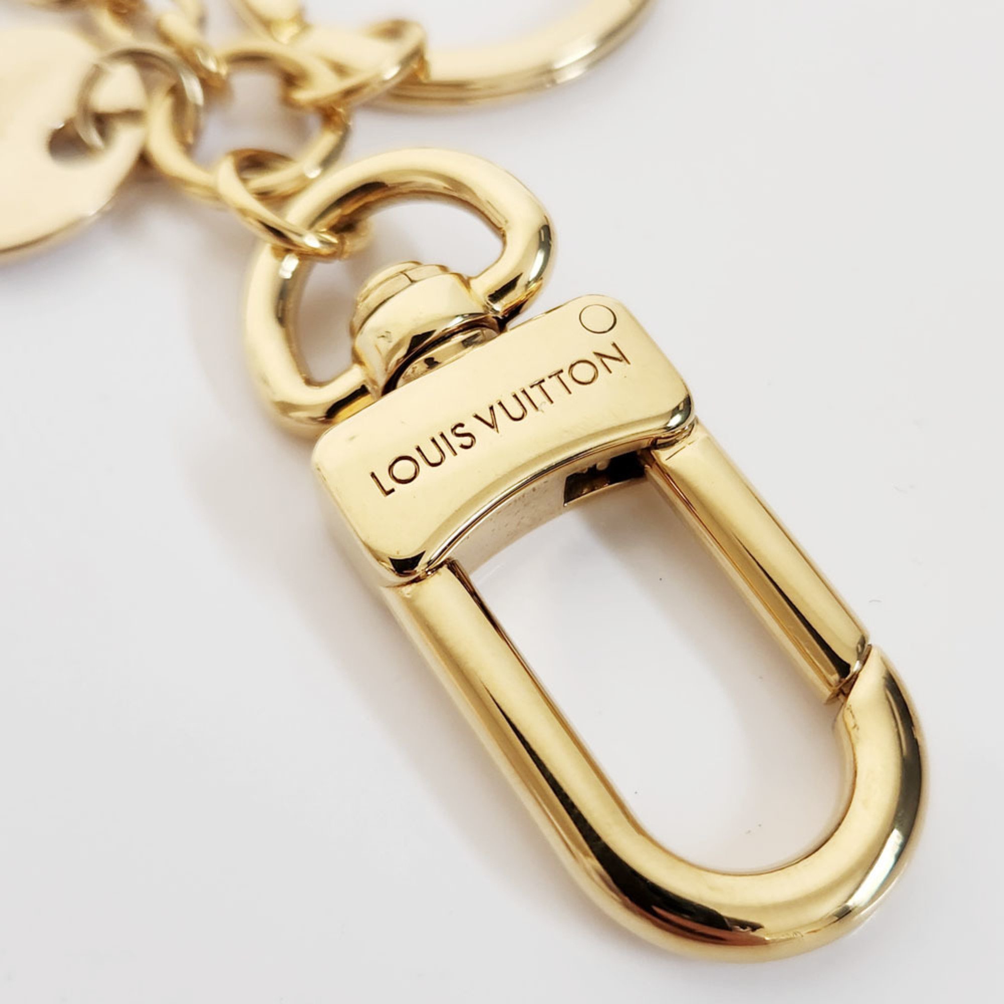 Louis Vuitton LOUIS VUITTON Porte-Cle LV Circle Keychain M68000 Gold Metal Bag Charm Keyring Women's