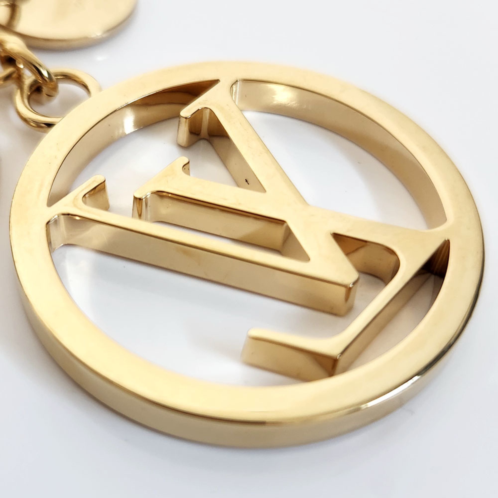 Louis Vuitton LOUIS VUITTON Porte-Cle LV Circle Keychain M68000 Gold Metal Bag Charm Keyring Women's