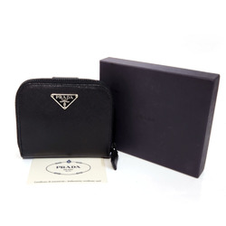 PRADA Bi-fold Wallet M522A Black Saffiano Leather Folding Compact Women Men