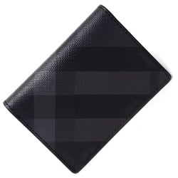 Burberry Business Card Holder - Black Coated Canvas Men's Check