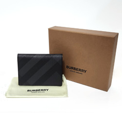 Burberry Business Card Holder - Black Coated Canvas Men's Check