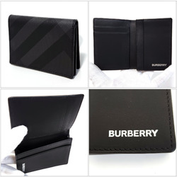 Burberry Business Card Holder - Black Coated Canvas Men's Check