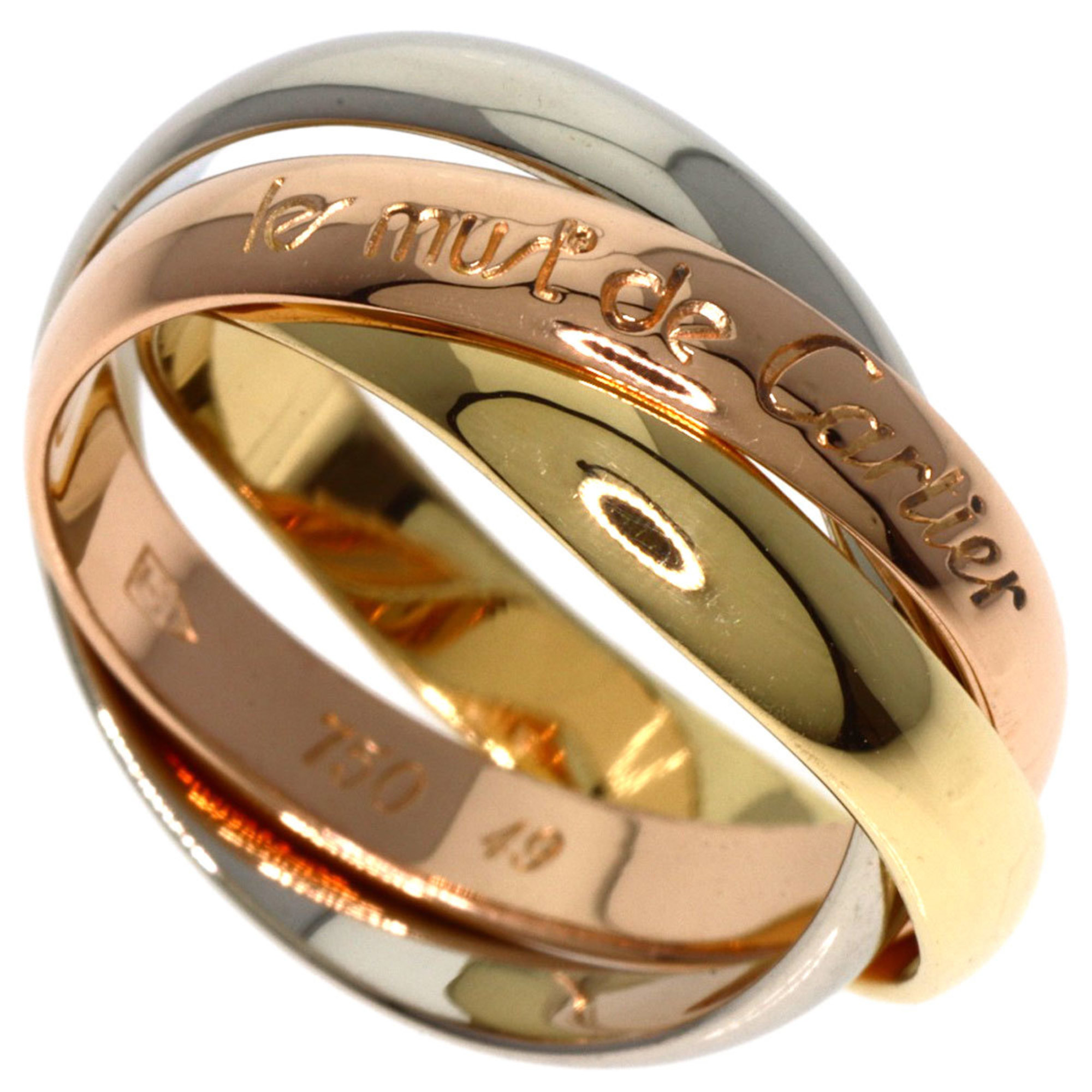 Cartier Trinity #49 Ring, K18 Yellow Gold, K18WG, K18PG, Women's, CARTIER