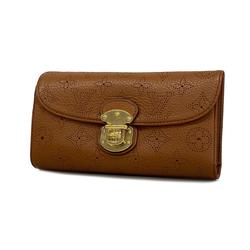 Louis Vuitton Tri-fold Long Wallet Mahina Portefeuille Amelia M95996 Cognac Women's