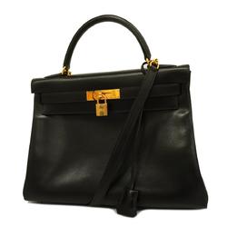 Hermes handbag Kelly 32 C stamp box calf black ladies