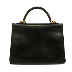 Hermes handbag Kelly 32 C stamp box calf black ladies