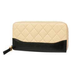 Chanel Long Wallet Matelasse Gabriel de Lambskin Black Pink Beige Champagne Women's