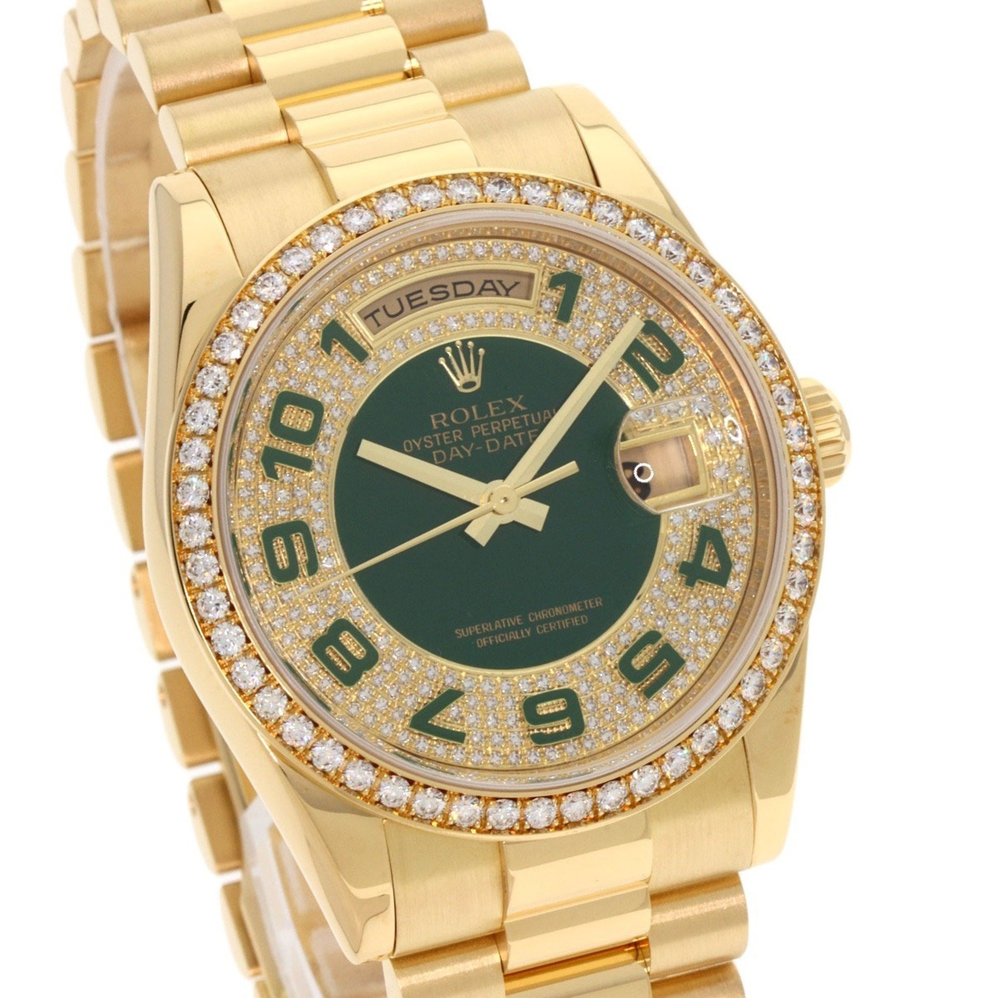 Rolex 118348ZEA Day-Date 50th Anniversary Bezel Diamond Watch K18 Yellow Gold K18YG Men's ROLEX