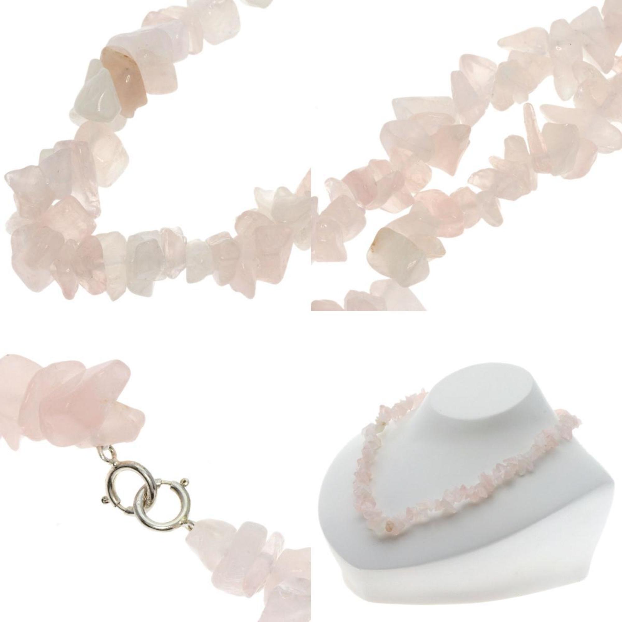 Rhodonite Flower Motif Rose Quartz Freshwater Pearl 3-Piece Necklace Silver Women's