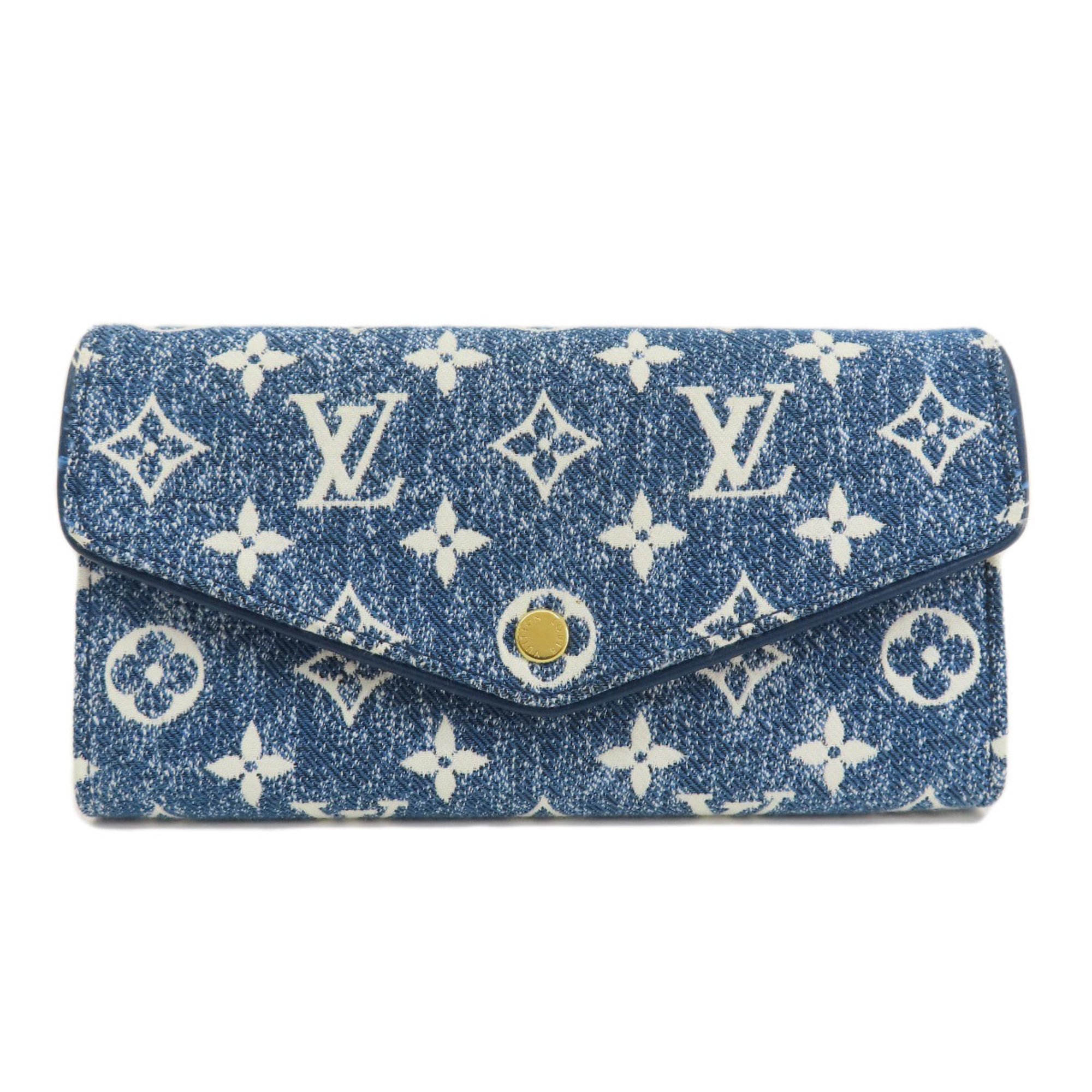 Louis Vuitton M81183 Portefeuille Sarah Aline Blue Long Wallet Denim Women's LOUIS VUITTON