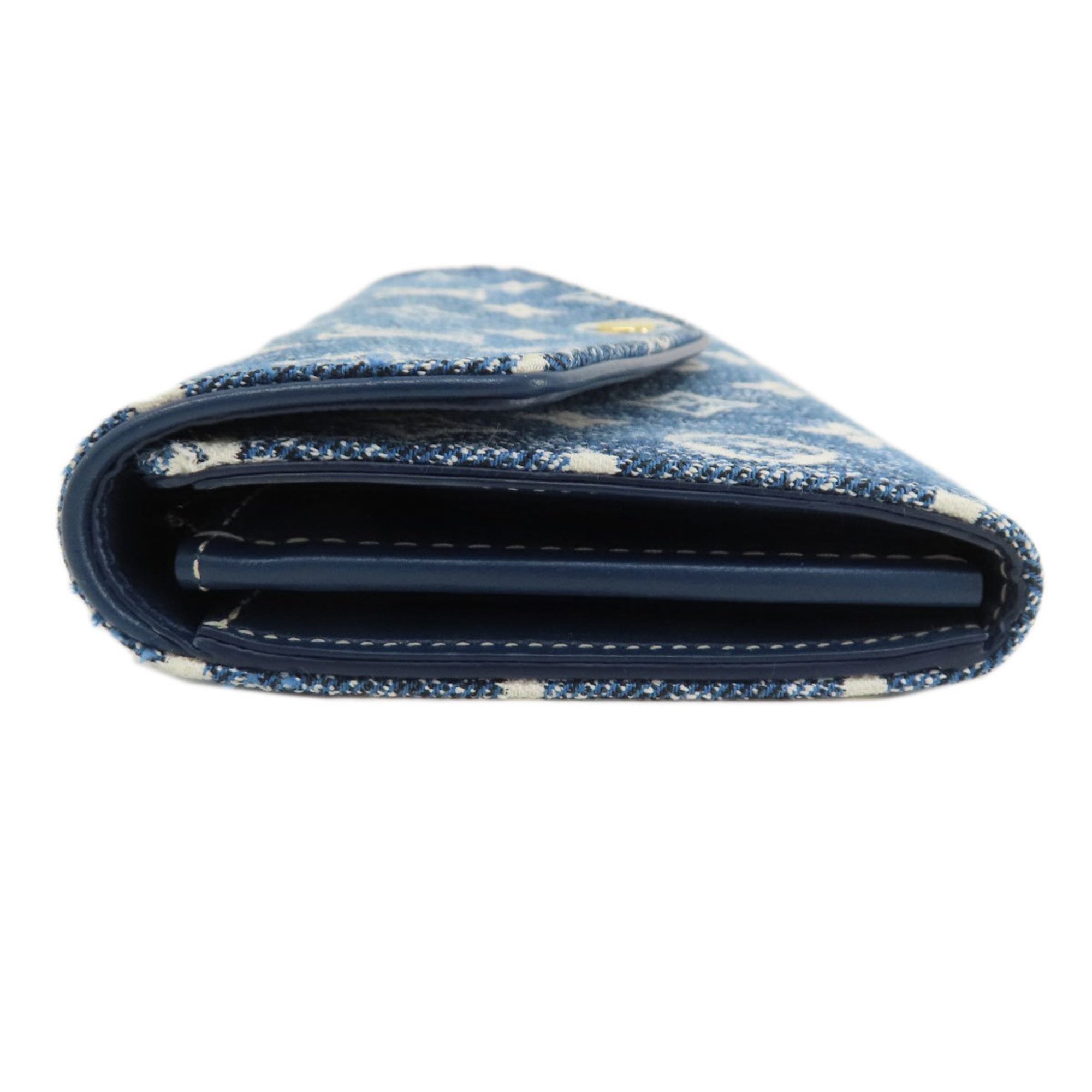 Louis Vuitton M81183 Portefeuille Sarah Aline Blue Long Wallet Denim Women's LOUIS VUITTON