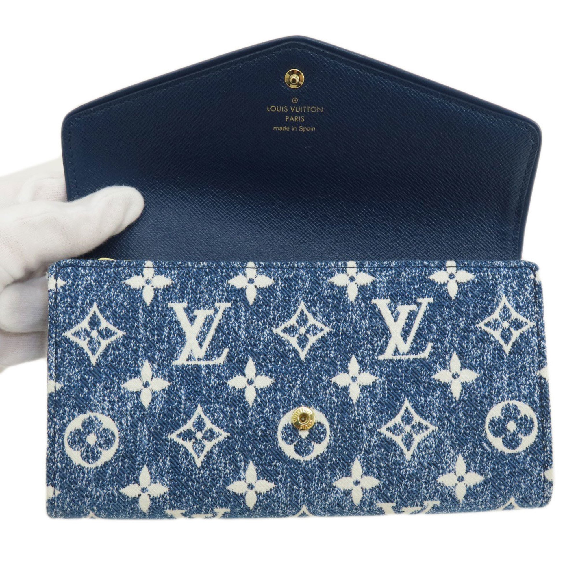 Louis Vuitton M81183 Portefeuille Sarah Aline Blue Long Wallet Denim Women's LOUIS VUITTON