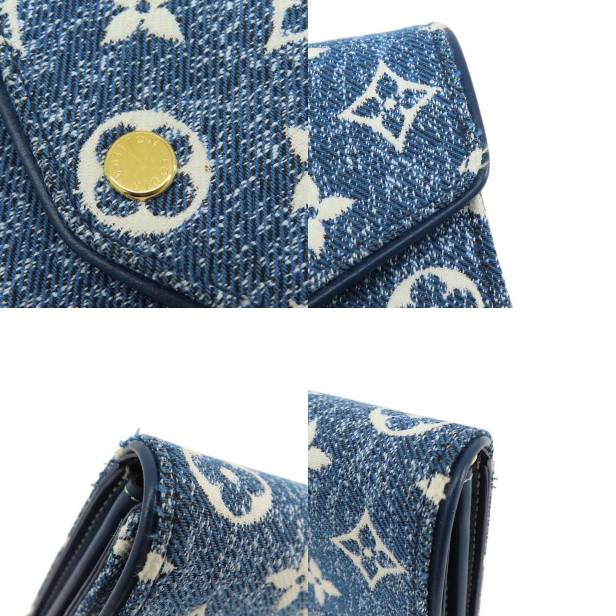 Louis Vuitton M81183 Portefeuille Sarah Aline Blue Long Wallet Denim Women's LOUIS VUITTON