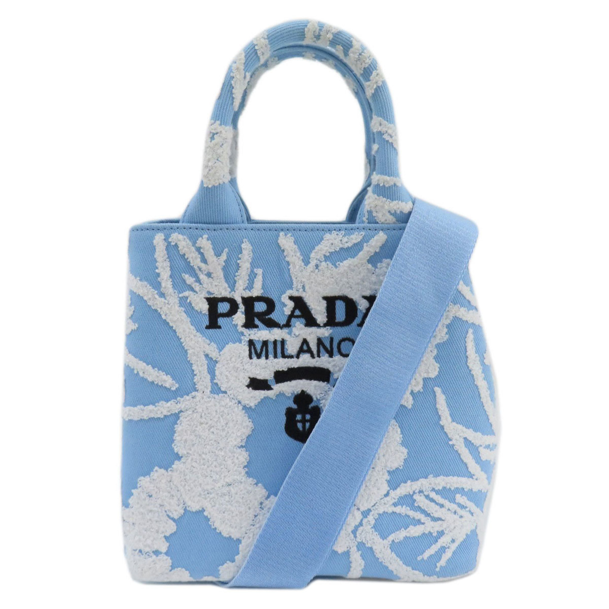 PRADA 1BA343 Drill Tote Bag Canvas Women's