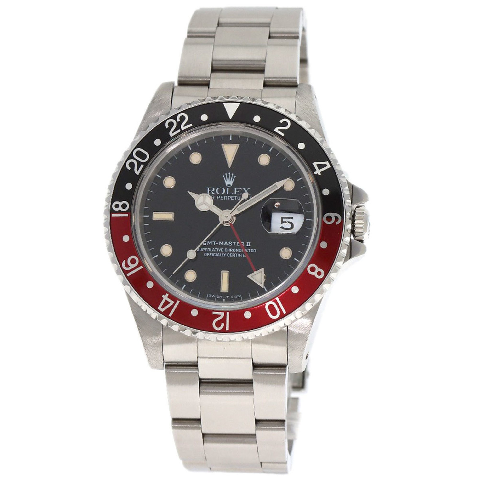 Rolex 16710 GMT Master II Red and Black Bezel Tritium Watch Stainless Steel SS Men's ROLEX