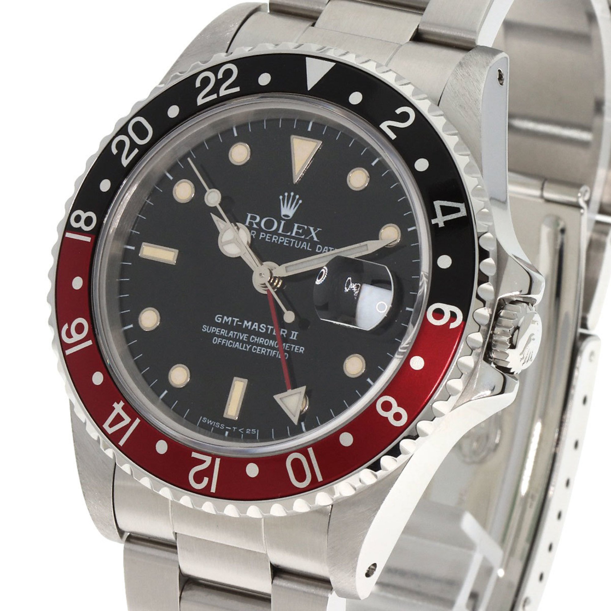 Rolex 16710 GMT Master II Red and Black Bezel Tritium Watch Stainless Steel SS Men's ROLEX