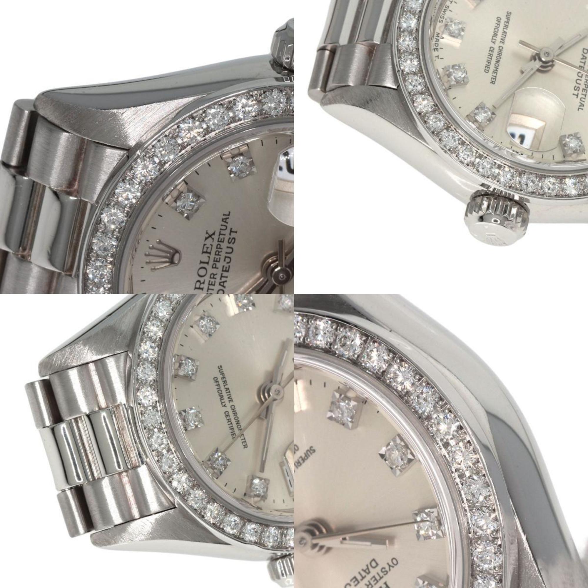 Rolex 69136G Datejust 10P Bezel Diamond Watch Platinum PT Ladies ROLEX