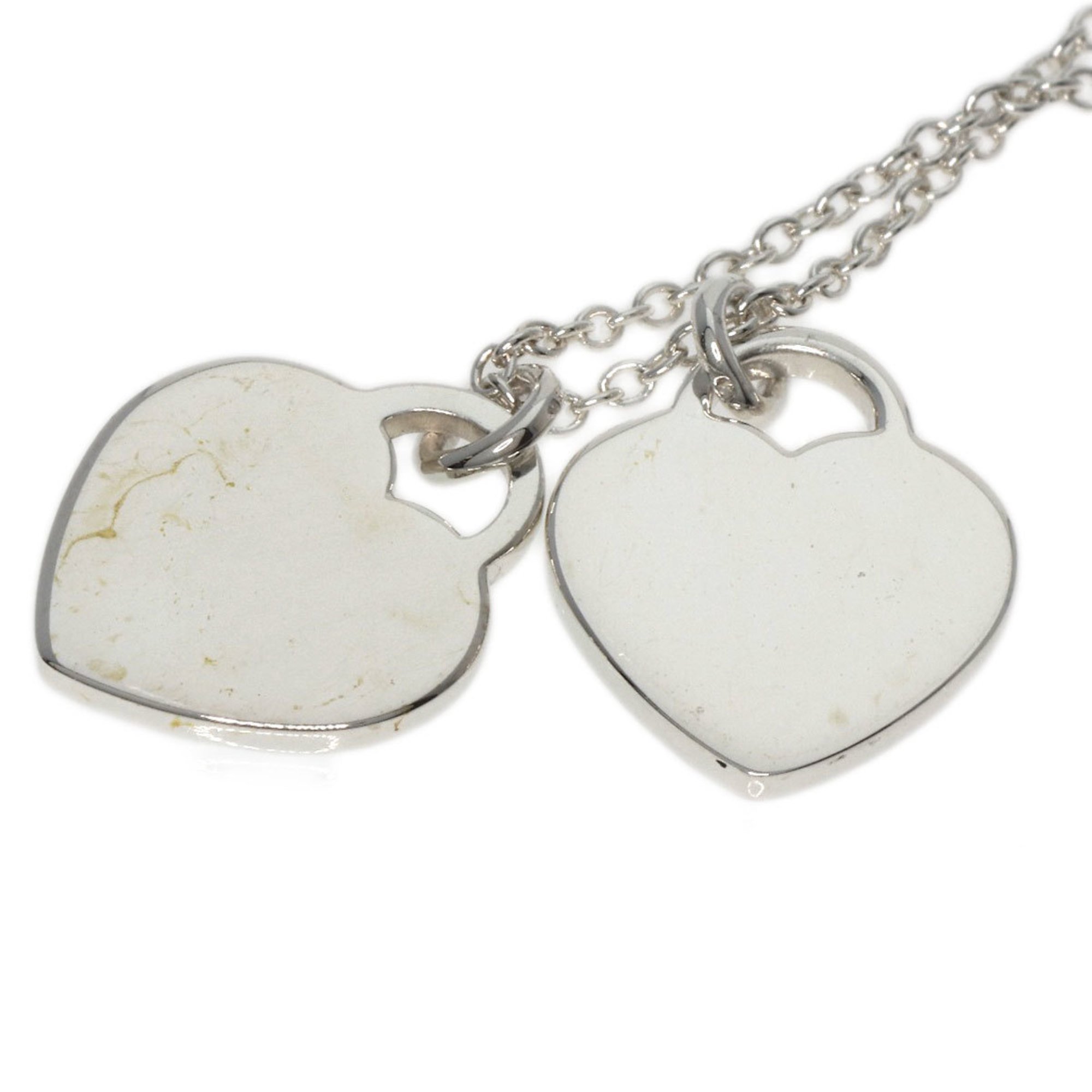 Tiffany Double Heart Tag Enamel Necklace Silver Women's TIFFANY&Co.