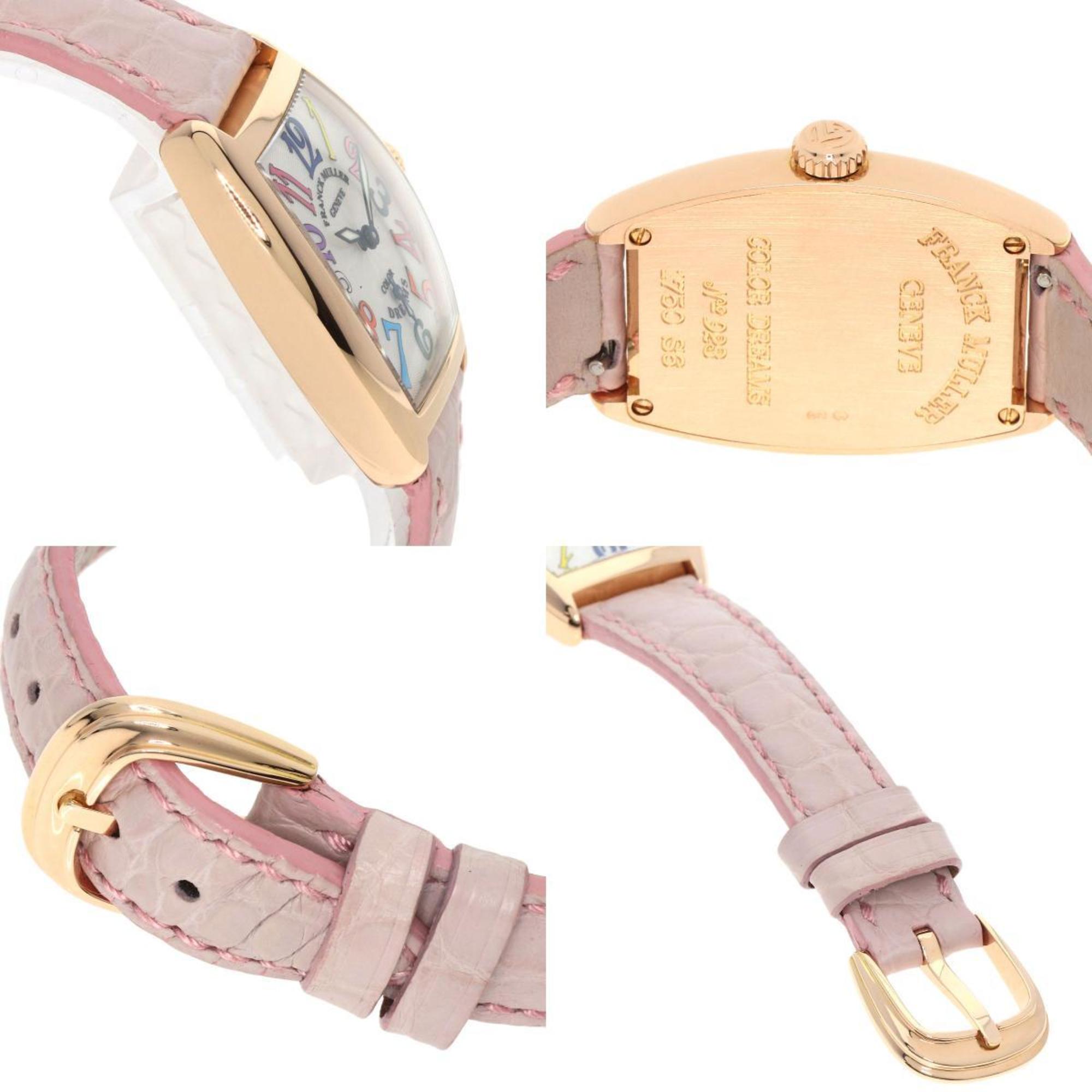 Franck Muller 1750S6 Tonneau Curvex Color Dream Watch, K18 Pink Gold, Leather, Women's, FRANCK MULLER